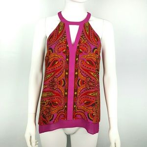 Cache' Halter Paisley Key Hole Top